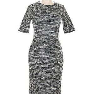 Maggy London Gray Sheath Dress Short Sleeve Crew Neck
